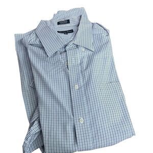 Meeting Street 20 tallMen's Blue Checkered Shirt short sleeved like new